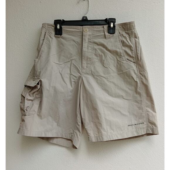Columbia Omni Shade Bahama PFG Fishing Shorts Men Khaki Cargo Utility Size Small - Picture 2 of 9